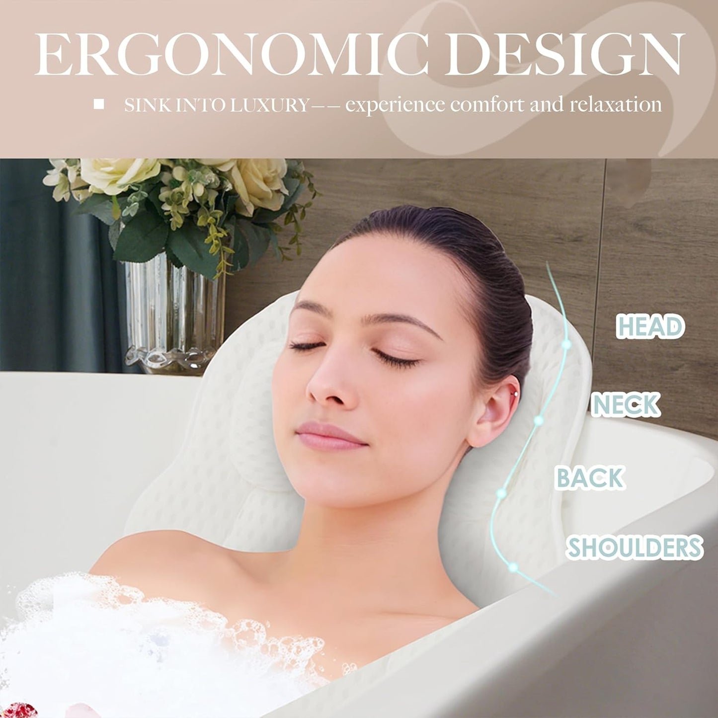 Luxury Spa Bath Pillow – Soft Support Bath Cushion for Relaxing Soaks