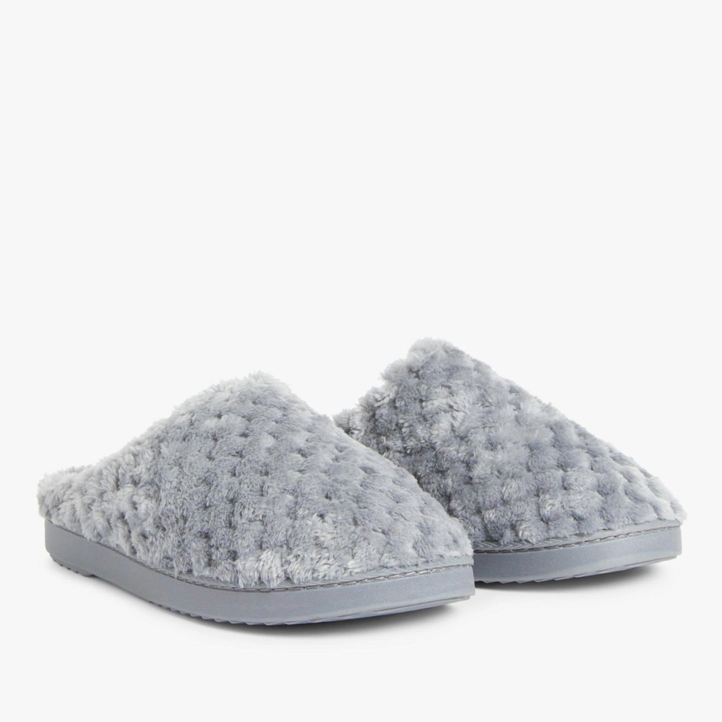 John Lewis Waffle Memory Foam Mule Slippers – Light Grey