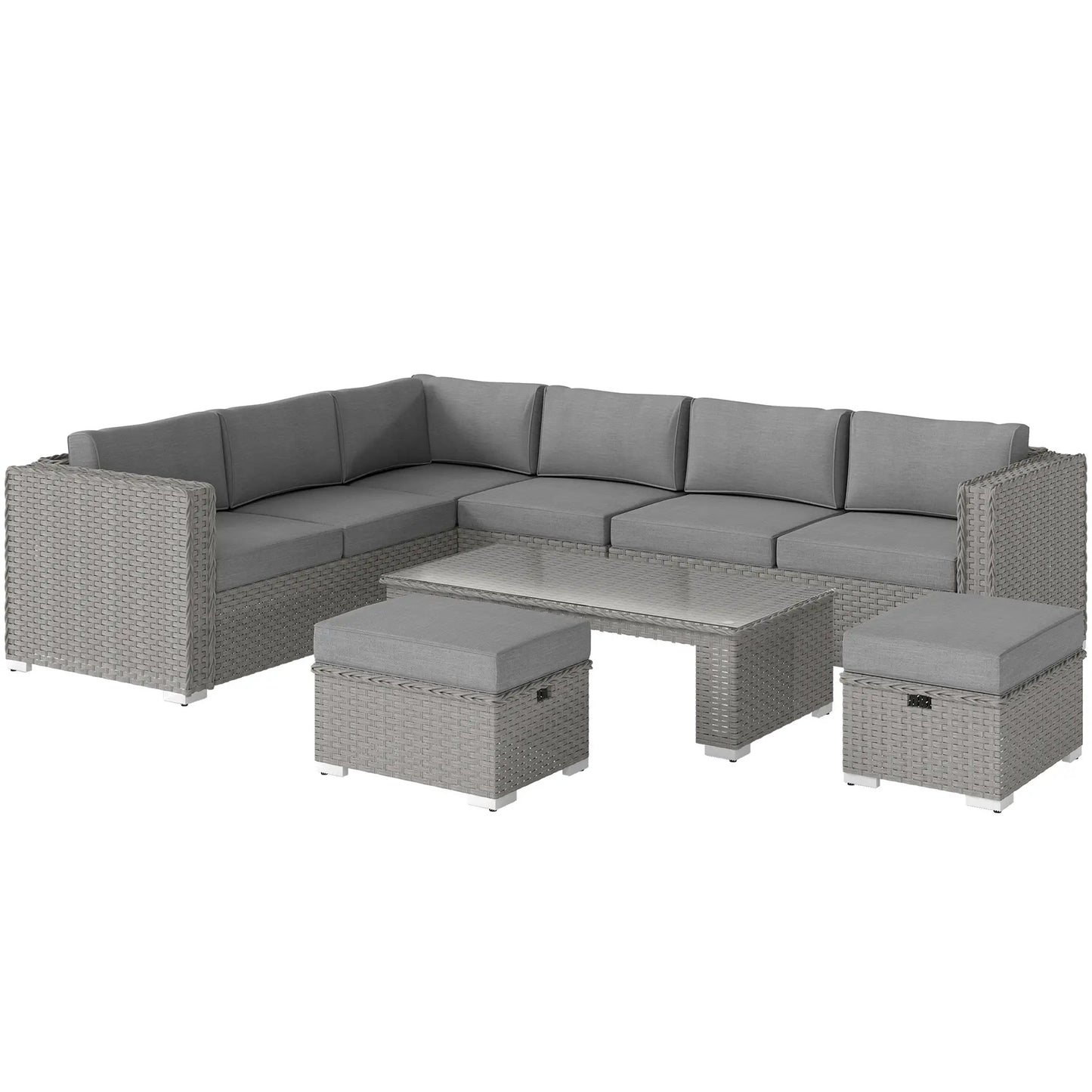 Aosom Grey Corner Sofa Set – Modern Outdoor Comfort