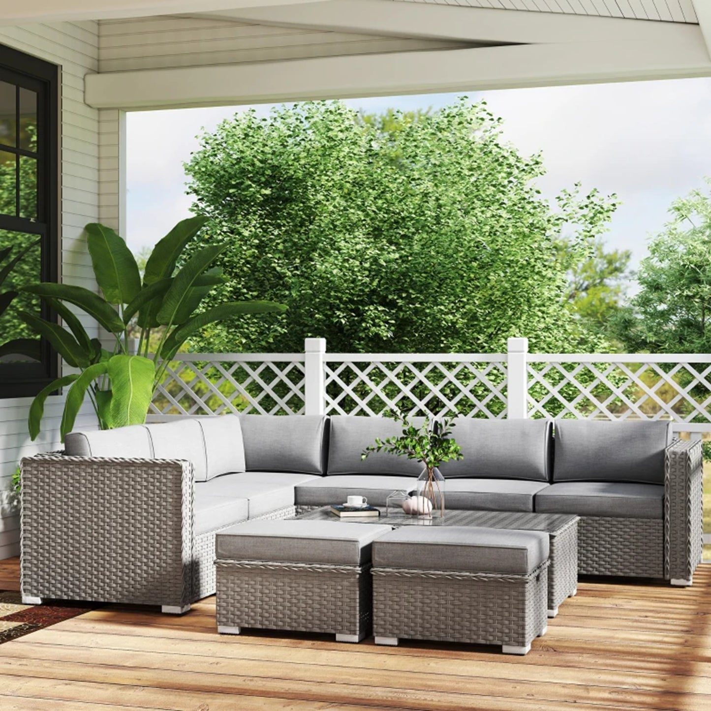 Aosom Grey Corner Sofa Set – Modern Outdoor Comfort