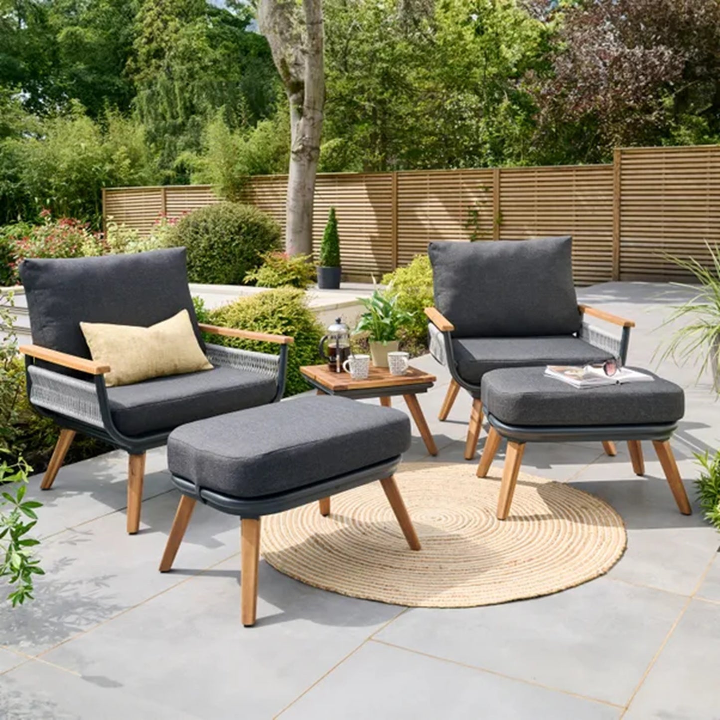 Kimora Relax Outdoor Lounge Set – Luxury Garden Chairs with Footstools sets and side table
