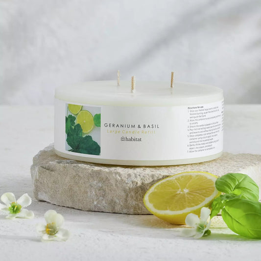 Habitat Geranium & Basil Candle Refill – Fresh Botanical Home Fragrance