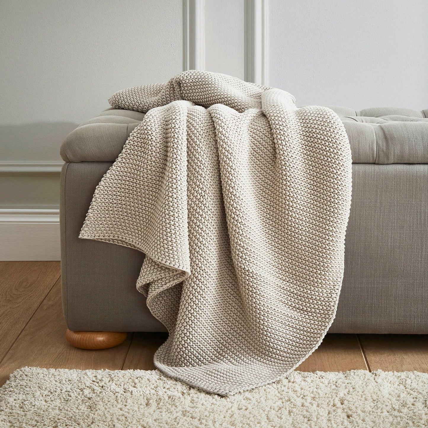 Laura Ashley Parker Cotton Throw – Dove