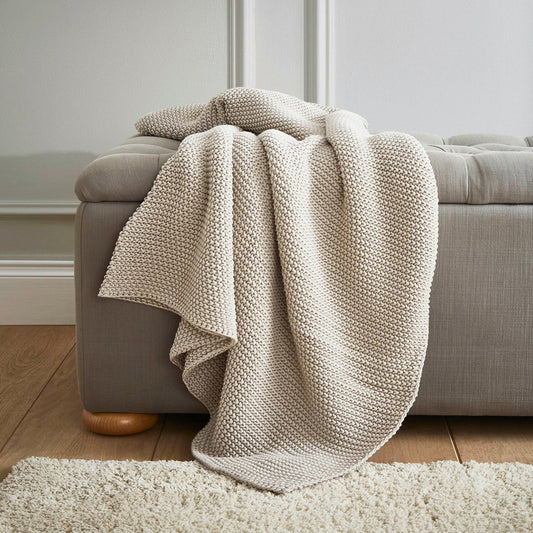 Laura Ashley Parker Cotton Throw – Dove