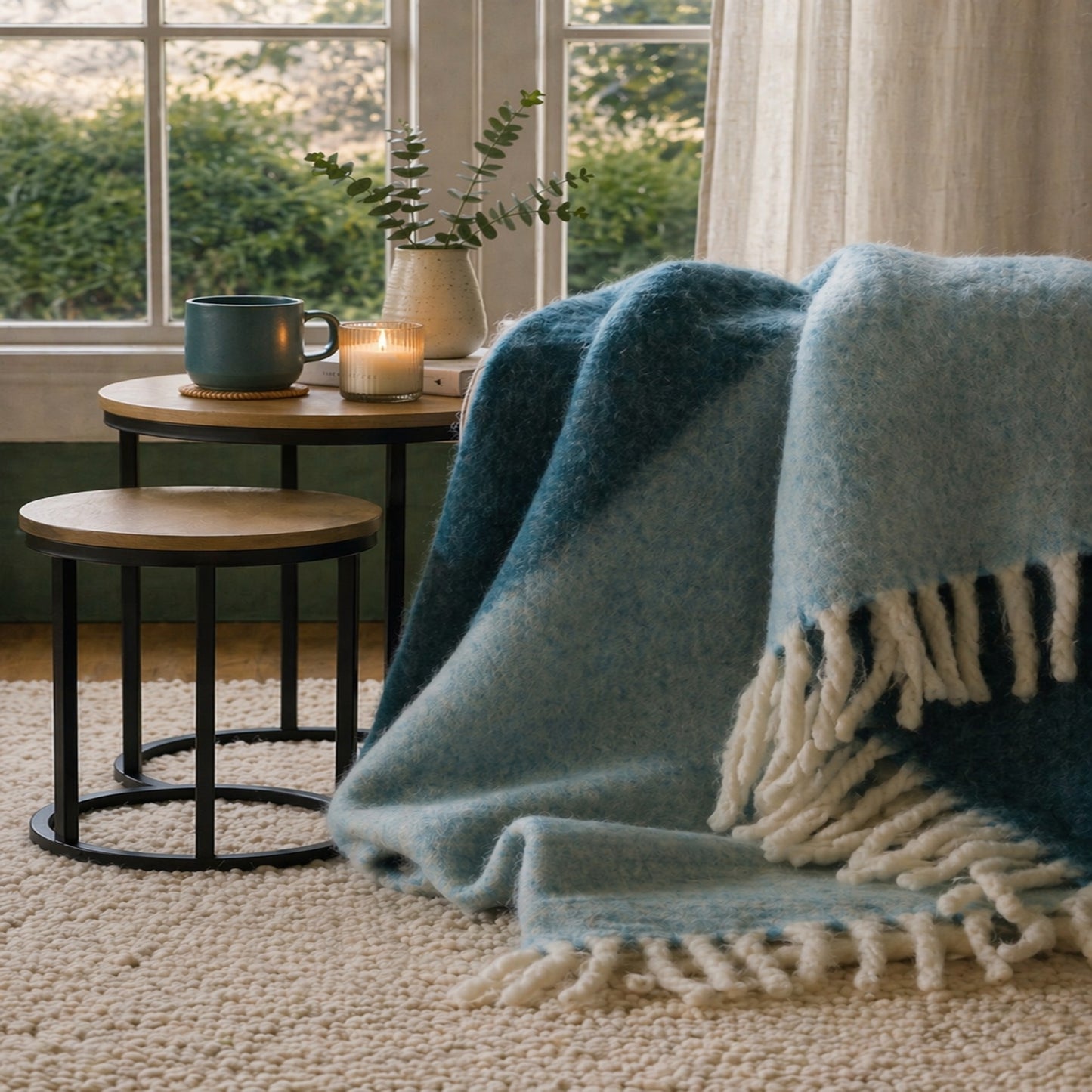 Laura Ashley Bronwen Throw – Seaspray Blue