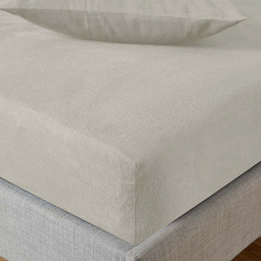 Brushed Cotton Fitted Sheet – Relaxed Everyday Comfort - Natural