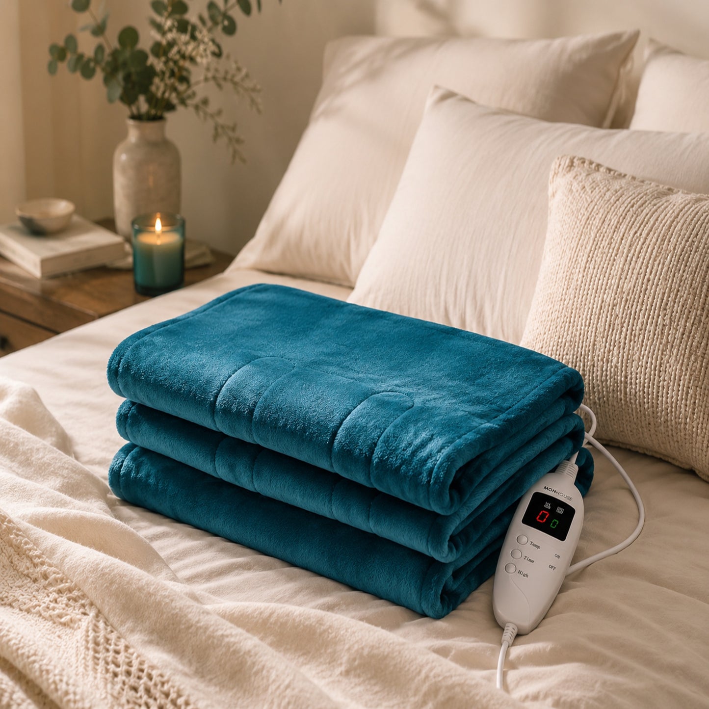 MONHOUSE Heated Electric Throw – Restorative Warmth for Evenings