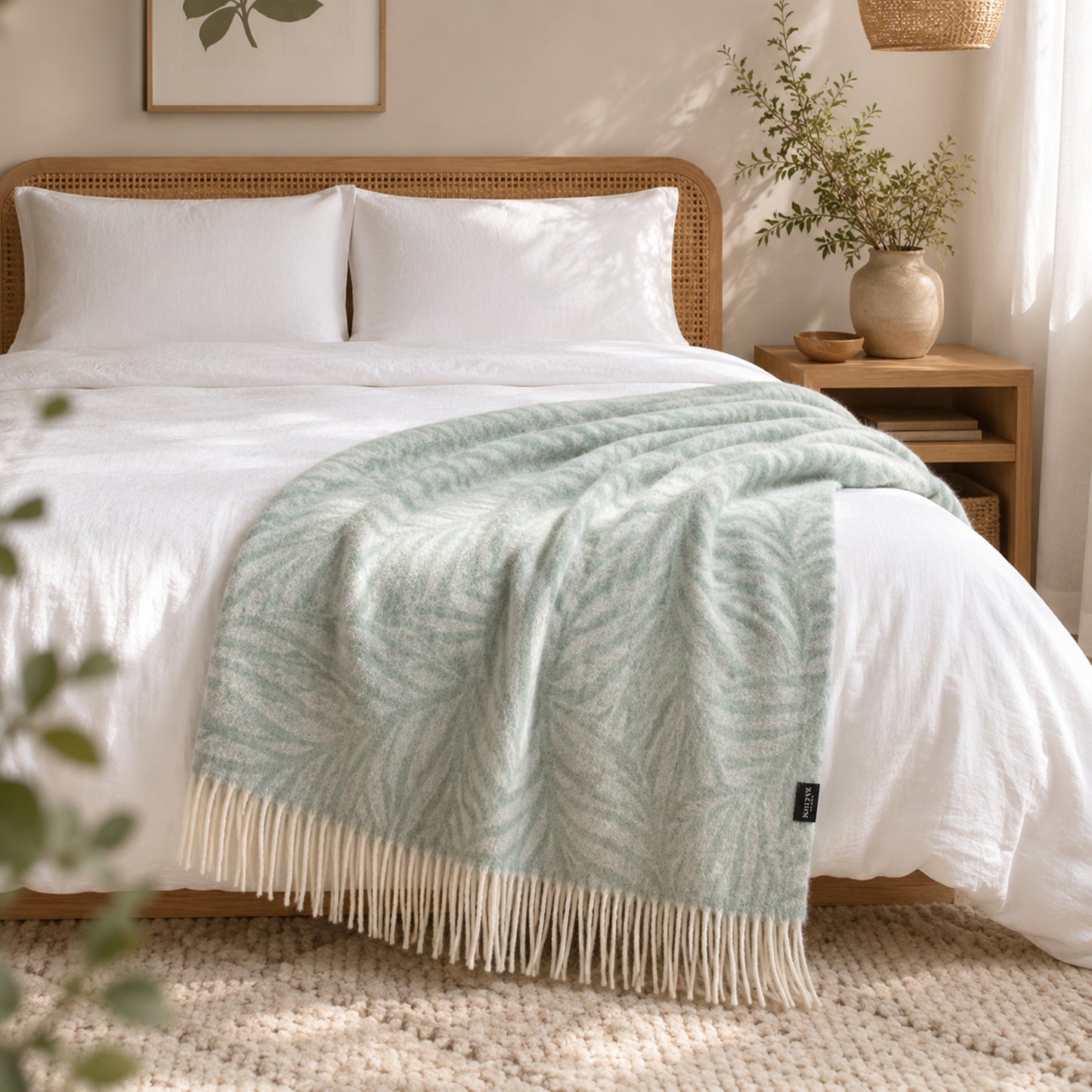 Palm Pattern New Zealand Wool Throw | Home Comforts