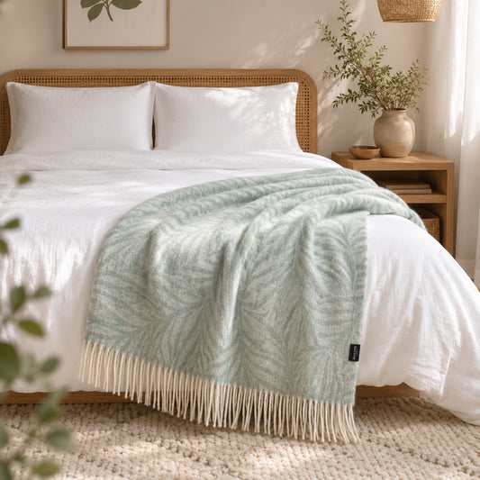 Palm Pattern New Zealand Wool Throw | Home Comforts