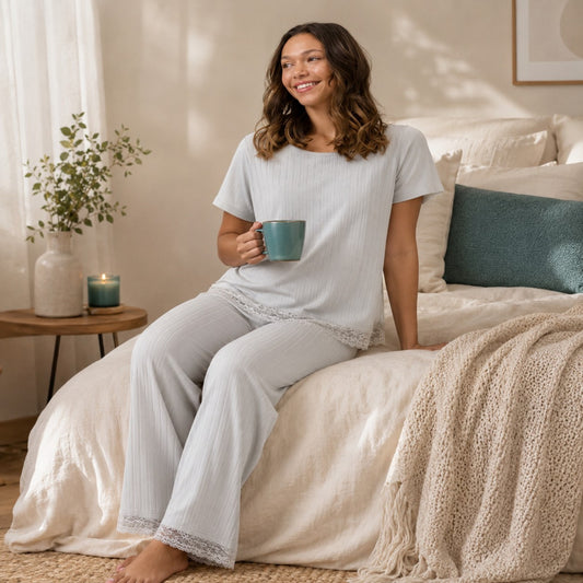 Ted Baker Soft Ribbed Pyjama Set – Relaxed Home Comfort