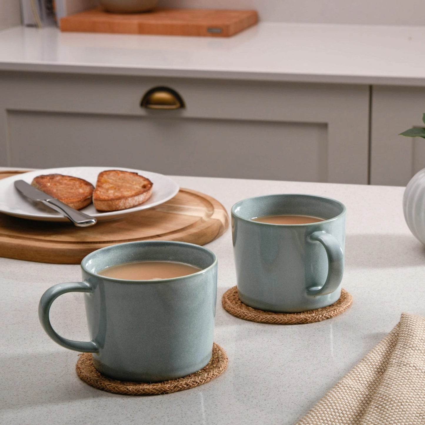 Stoneware Mugs Set of 4 – Teal Coffee Moments