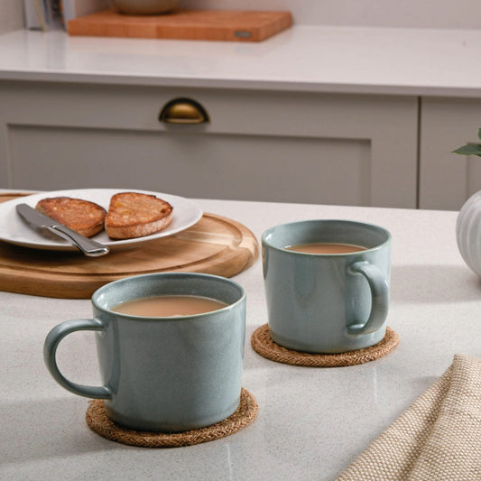 Stoneware Mugs Set of 4 – Teal Coffee Moments