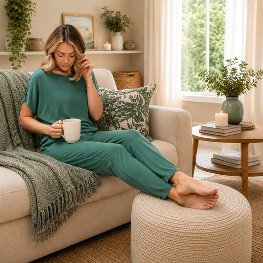Kallie Women’s Slouch Jersey Pyjama Set – Seafoam Green